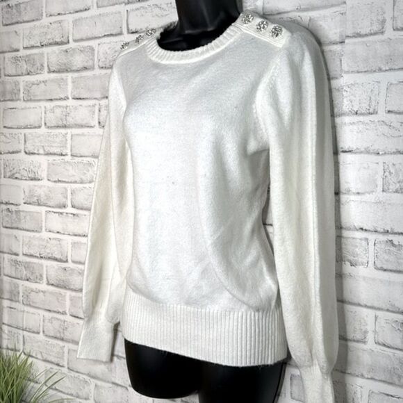 Crown & Ivy Rhinestone Crewneck Sweater Size Medium - Picture 4 of 7